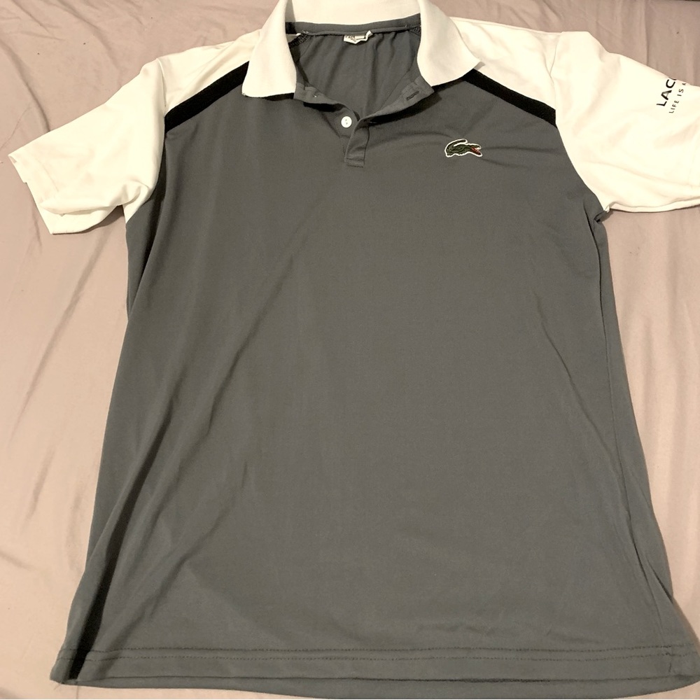 Lacoste Basic Gray and White Polo Shirt